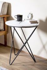 Marble Effect End Table With Metal Legs - 50 x 60cm - Bargainia.com - 
