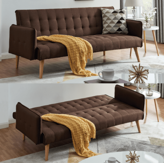 Mario Sofa Bed Click Clack 3 Seater Double - Brown - Bargainia.com - 5056150263678 - MLM-502840-DBN