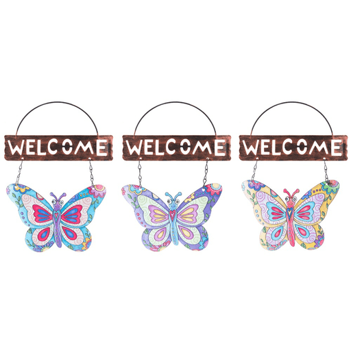 Metal Butterfly Multi-Colour Welcome Sign - Assorted Designs 5050565518774 bargainia-com