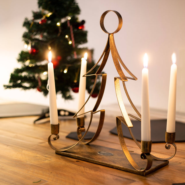 Metal Christmas Tree Candle Holder - Copper-8717318154289-Bargainia.com