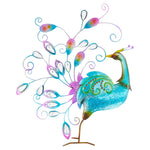 Metal Mirrored Rainbow Peacock Hand Painted Wall Art - 60cm - Bargainia.com - 