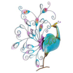 Metal Mirrored Rainbow Peacock Hand Painted Wall Art - 60cm - Bargainia.com - 