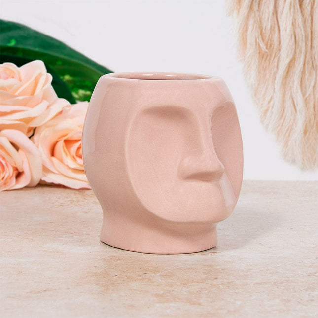 Minimalistic Nude Ceramic Face Plant Pot - 12cm 5010792484341 only5pounds-com