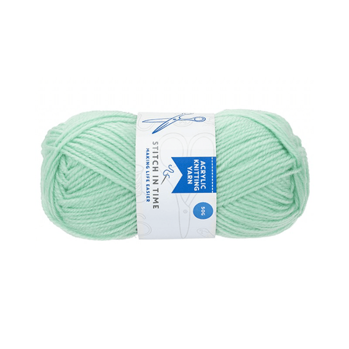 Mint Green Acrylic Knitting Yarn - 50g-5050565533388-Bargainia.com