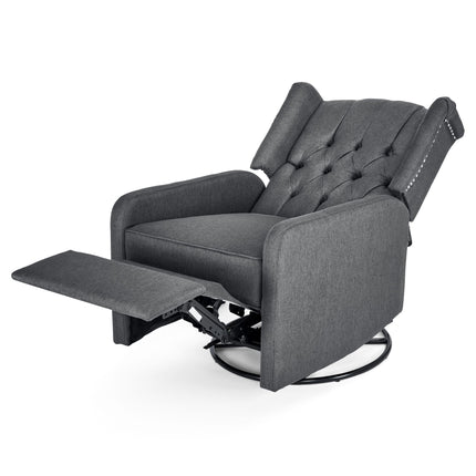 Grey Fabric Recliner Armchair Reclined