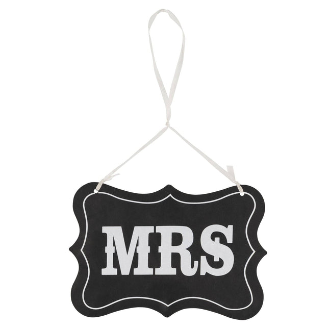 "Mrs" Wooden Wedding Decoration - Black-8719202581195-Bargainia.com