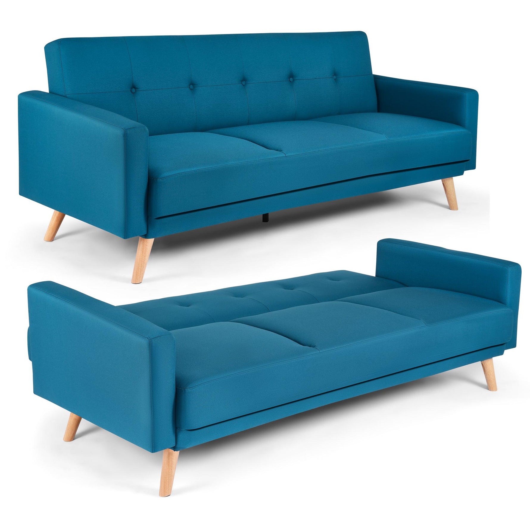 Narvik Sofa Bed 3 Seater Click Clack - Blue - Bargainia.com - 