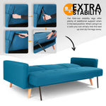 Narvik Sofa Bed 3 Seater Click Clack - Blue - Bargainia.com - 