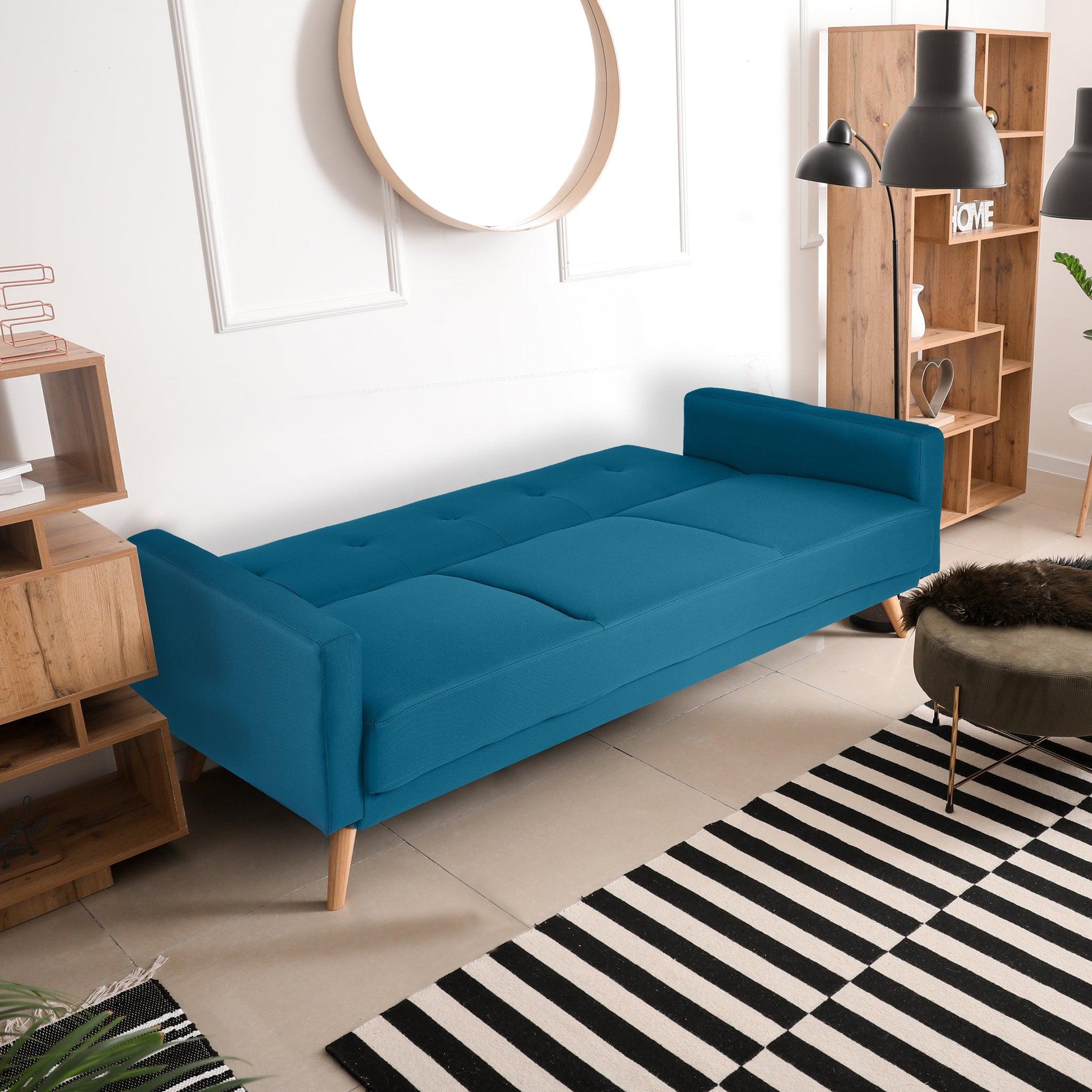Narvik Sofa Bed 3 Seater Click Clack - Blue Sofas Bargainia