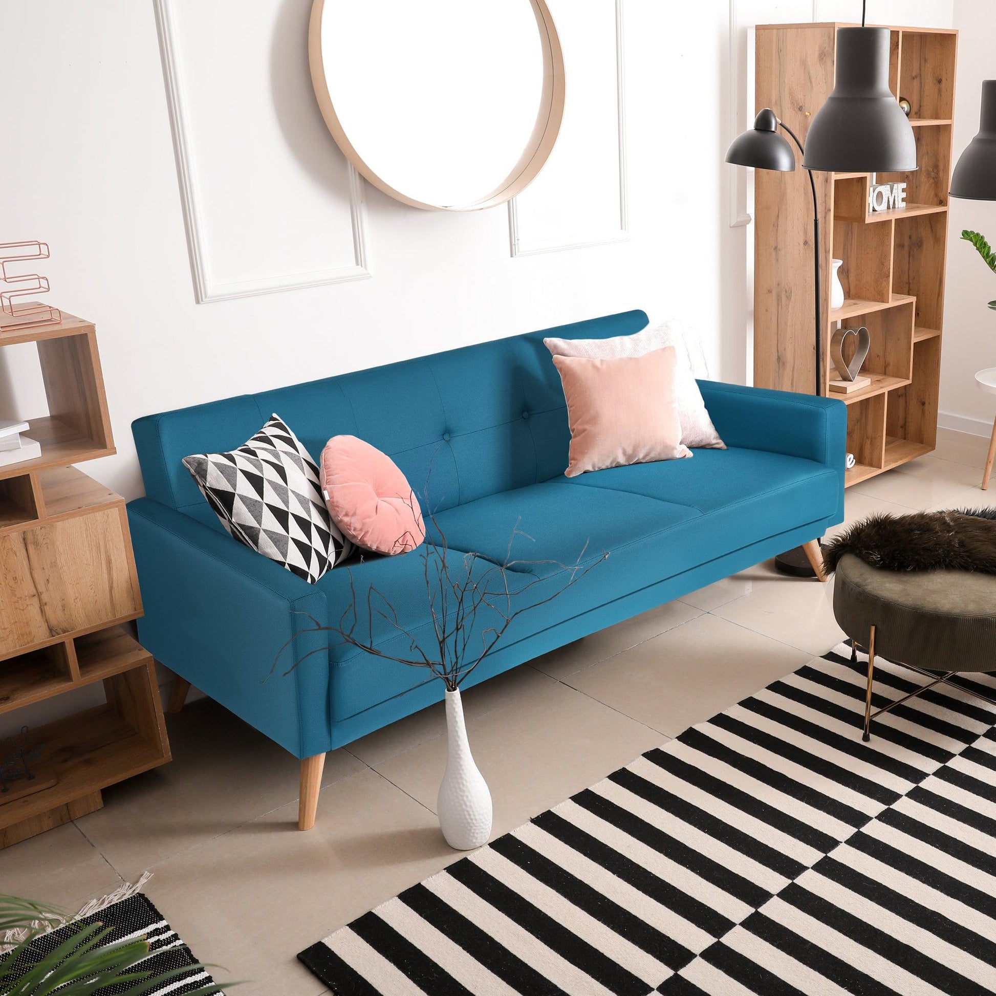 Narvik Sofa Bed 3 Seater Click Clack - Blue Sofas Bargainia
