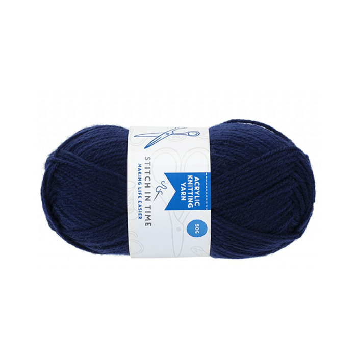 Navy Blue Acrylic Knitting Yarn - 50g-5050565533449-Bargainia.com