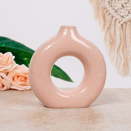 Nordic Ceramic Donut Vase - 18cm Nude 5010792484181 only5pounds-com