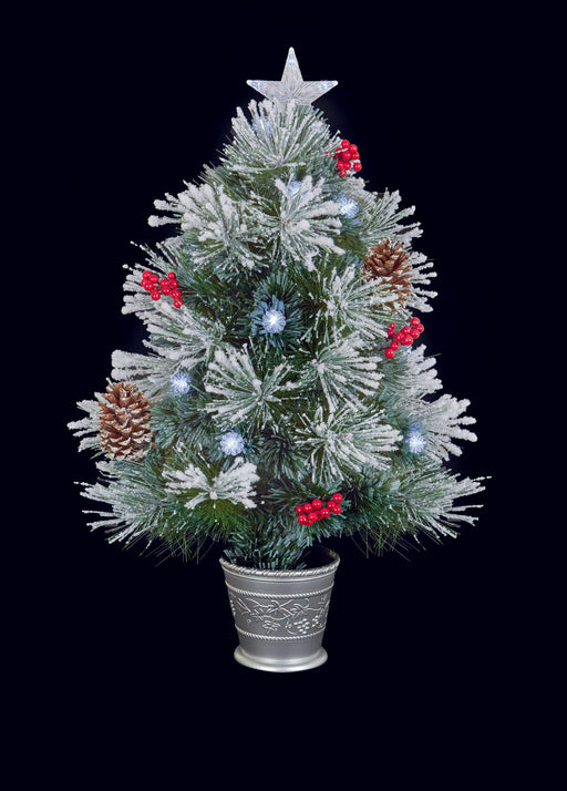 Frosted Artificial Christmas Tree With White LED - 80cm-5053844219703-Bargainia.com