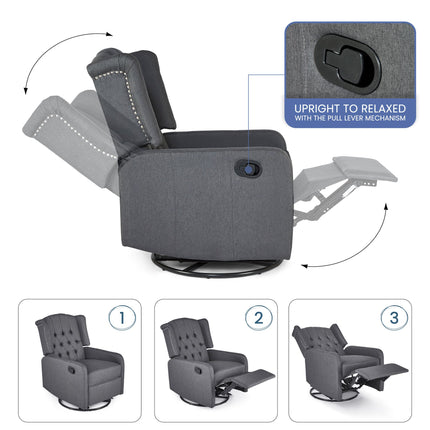 Grey Fabric Recliner Armchair with Features