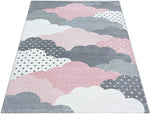 Pink and Grey Clouds Kids Rug - Bambi - Bargainia.com - 