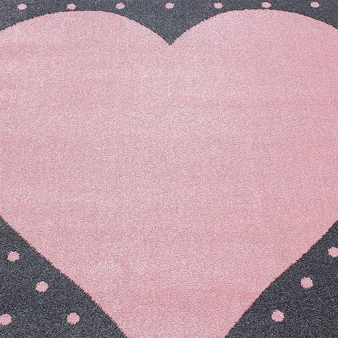 Pink and Grey Heart Kids Rug - Bambi Rugs Rug Masters