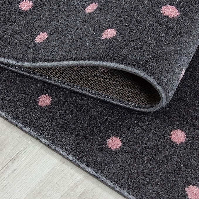 Pink and Grey Heart Kids Rug - Bambi Rugs Rug Masters