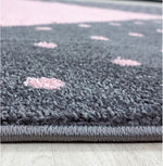 Pink and Grey Heart Kids Rug - Bambi - Bargainia.com - 