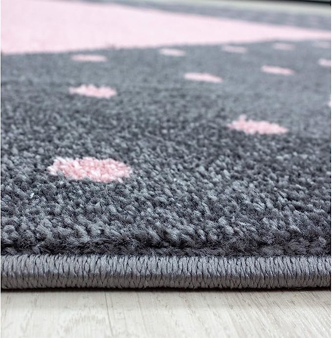 Pink and Grey Heart Kids Rug - Bambi Rugs Rug Masters