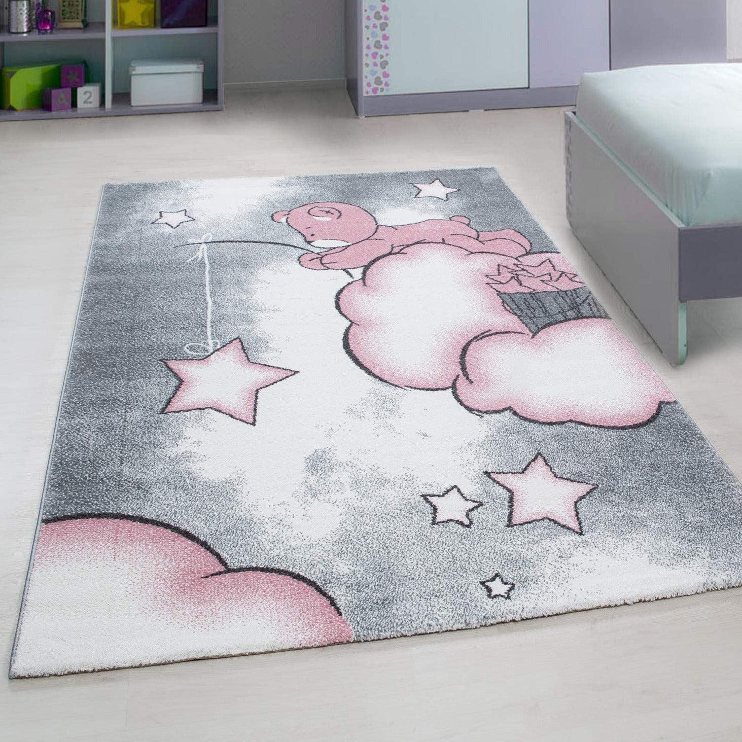 Pink Baby Bear Stars Rug - Kids Rugs Rug Masters