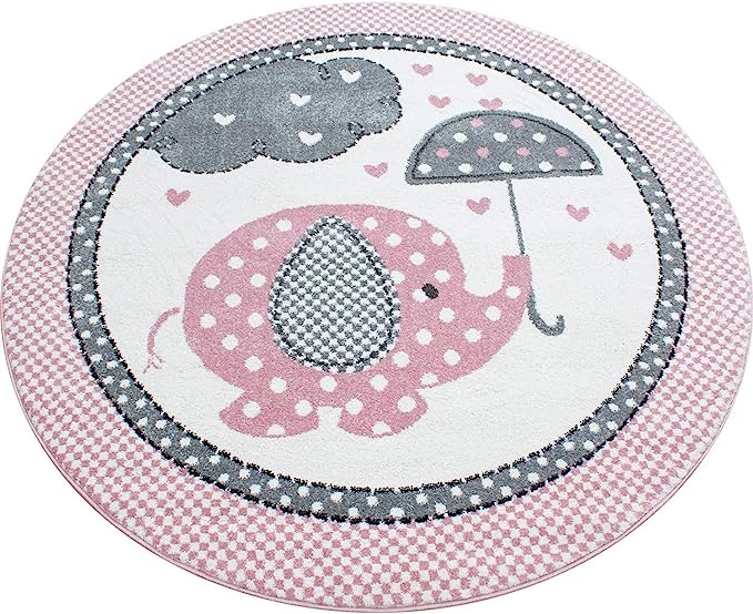 Pink Baby Elephant Hearts Rug - Kids - Bargainia.com - 