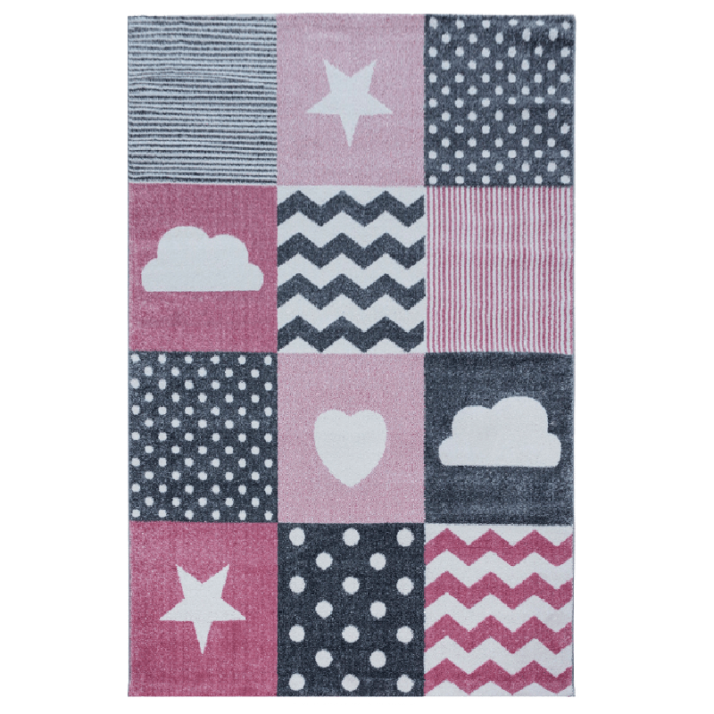 Pink & Grey Checked Rug - Kids - Bargainia.com - 