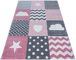 Pink & Grey Checked Rug - Kids - Bargainia.com - 