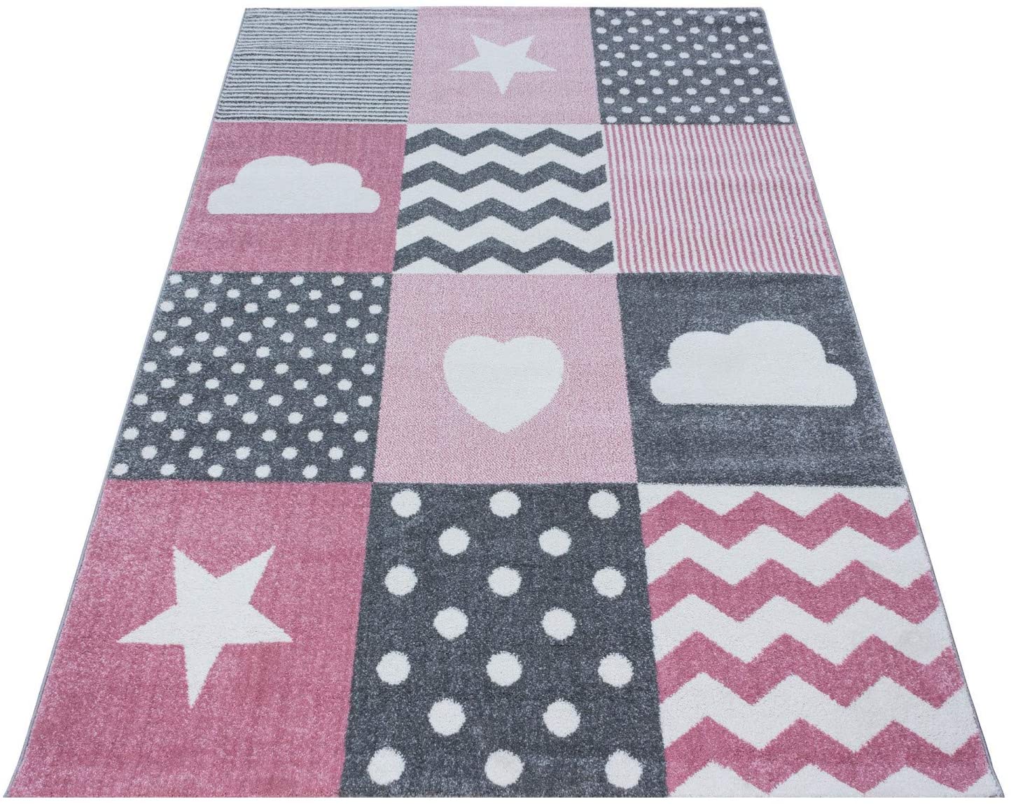 Pink & Grey Checked Rug - Kids - Bargainia.com - 