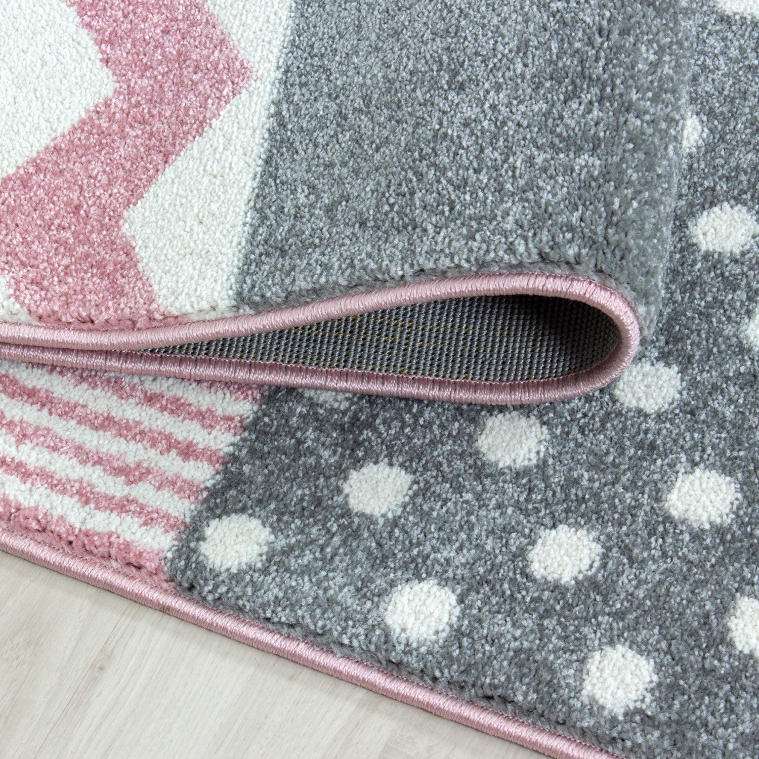 Pink & Grey Checked Rug - Kids Rugs Rug Masters