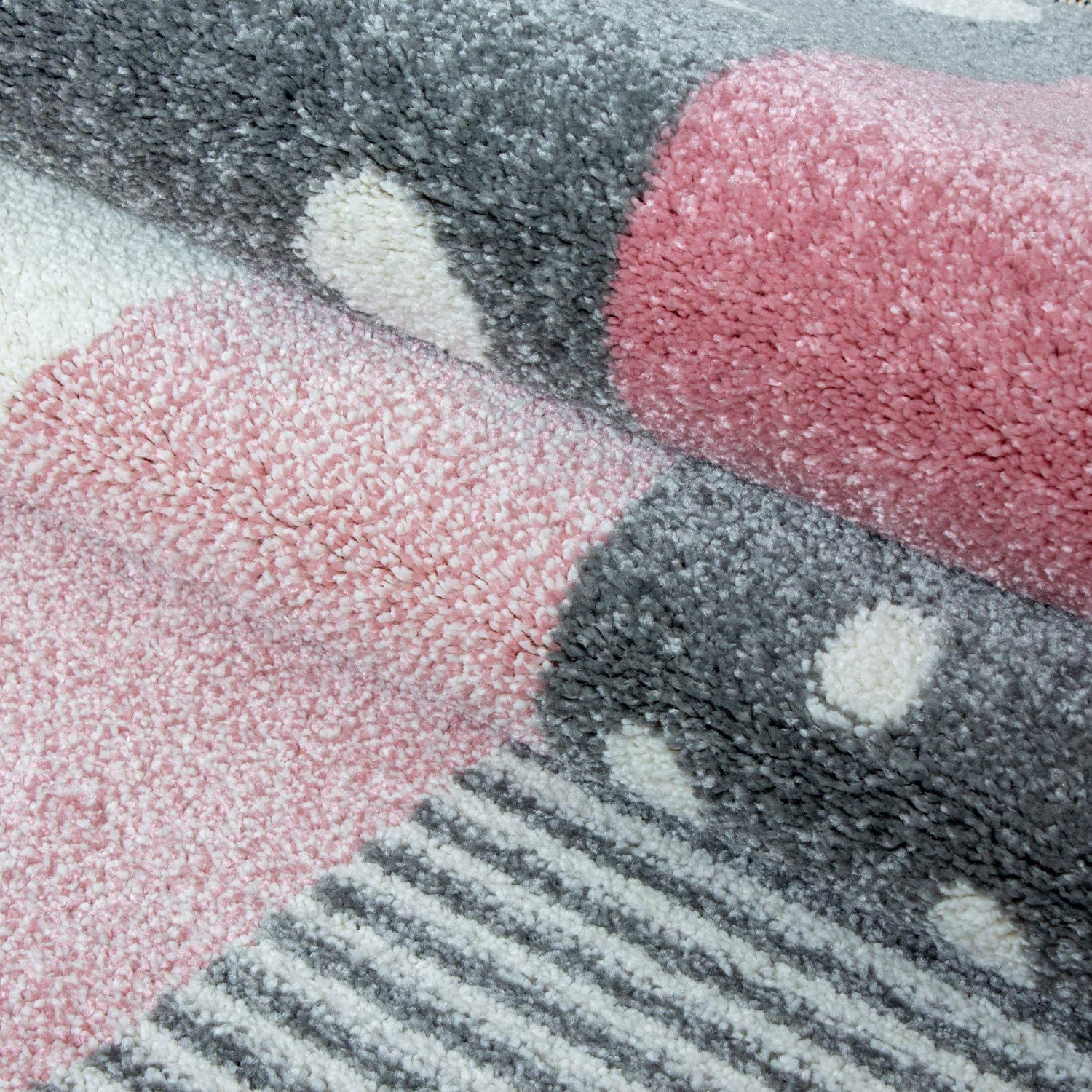 Pink & Grey Checked Rug - Kids Rugs Rug Masters