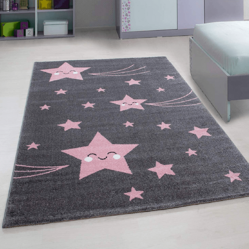 Pink & Grey Stars Rug - Kids - Bargainia.com - 