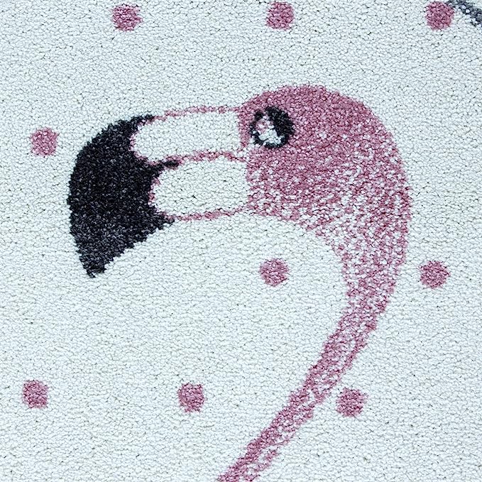 Polka Dot Grey Flamingo Rug - Kids Rugs Rug Masters