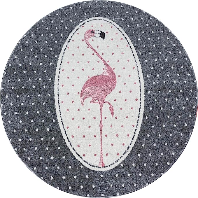 Polka Dot Grey Flamingo Rug - Kids - Bargainia.com - 
