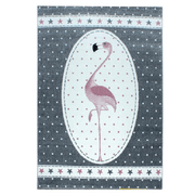 Polka Dot Grey Flamingo Rug - Kids Rugs Rug Masters 80x150cm