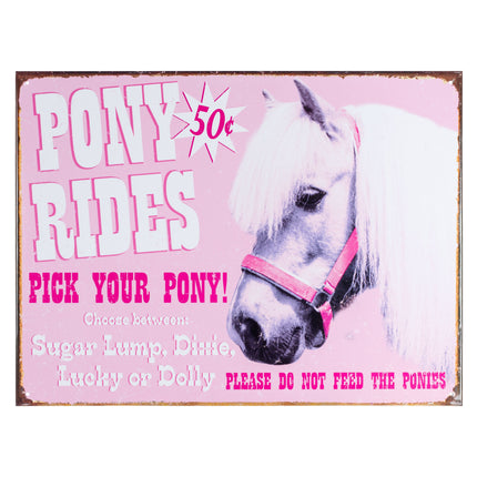 Pony Rides Metal Plaque - 30 x 41cm only5pounds-com