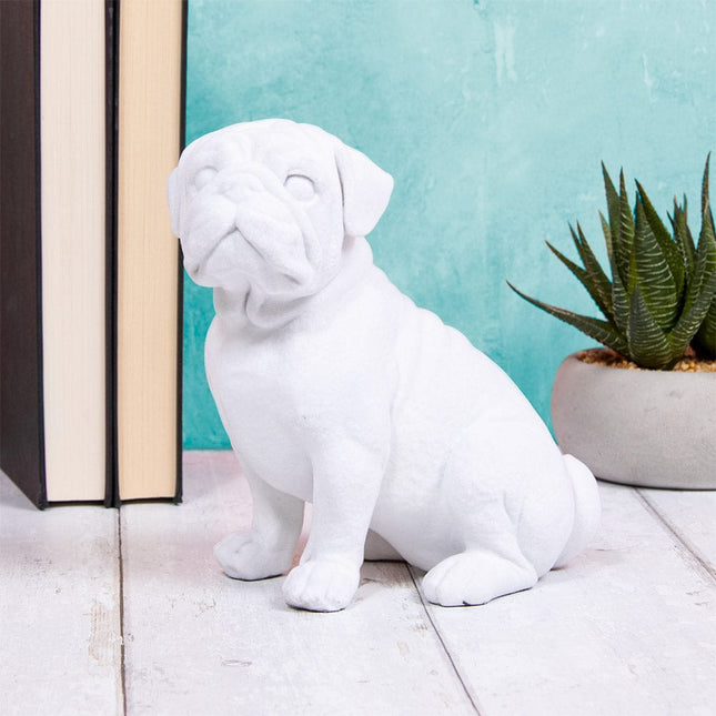 Pug Figurine - White Velvet - Sitting 5010792484983 only5pounds-com
