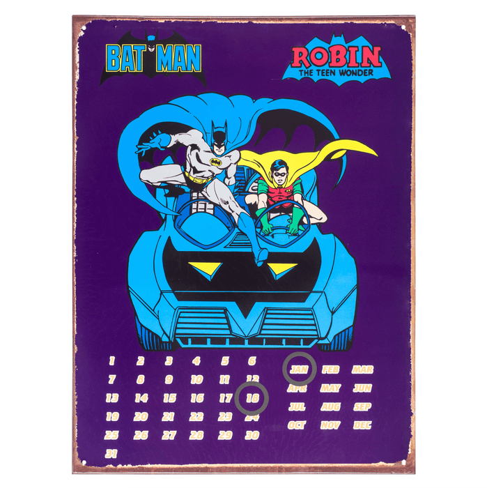 Purple Batman and Robin Metal Calendar - 30 x 41cm only5pounds-com