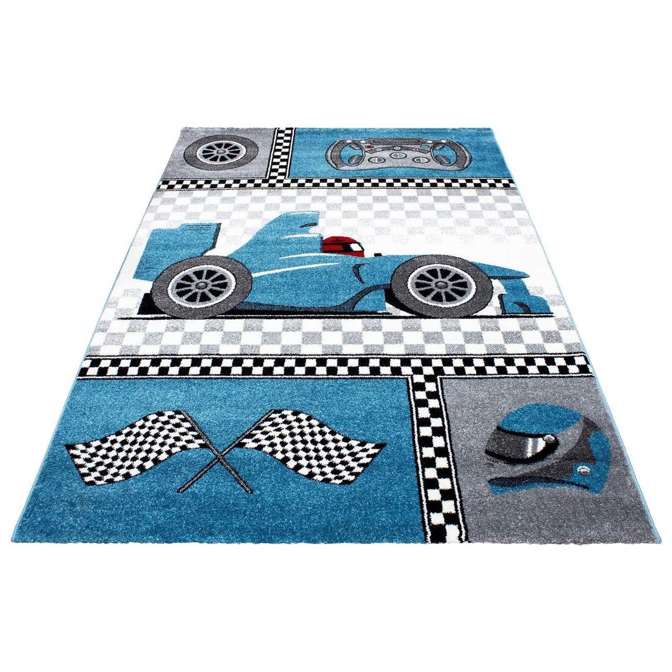 Racing Car Rug Blue - Kids - Bargainia.com - 