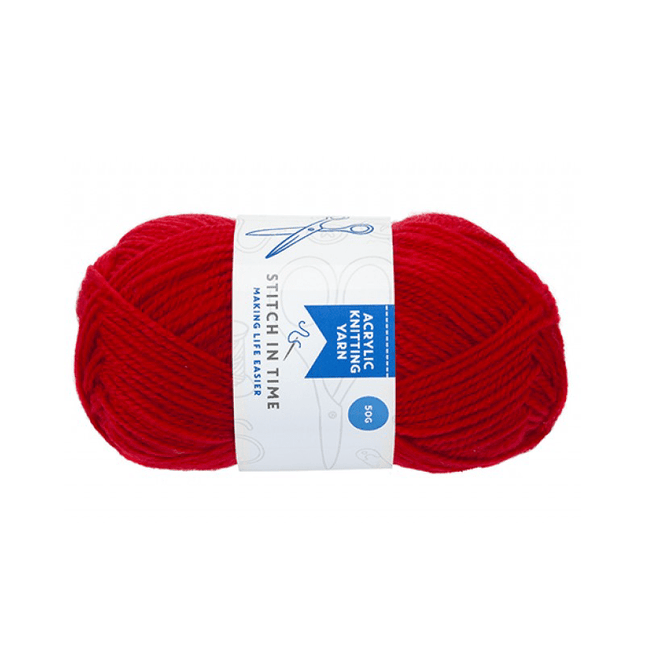 Red Acrylic Knitting Yarn - 50g-5050565533562-Bargainia.com