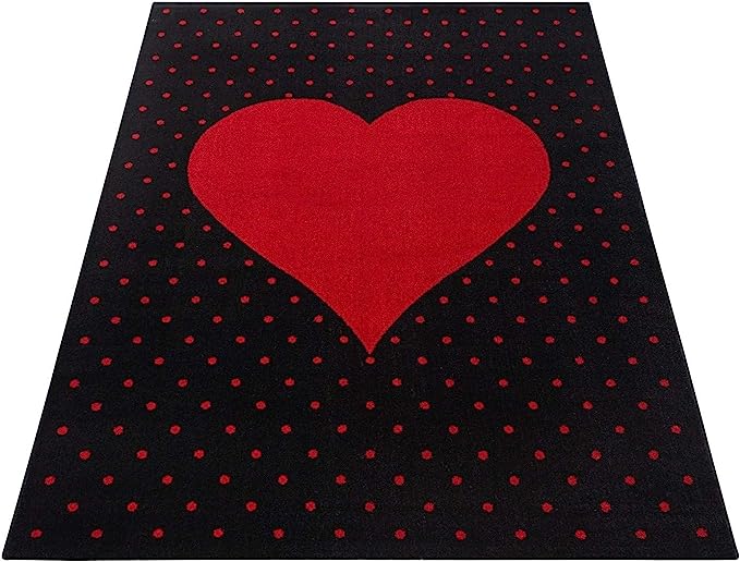 Red and Black Heart Kids Rug - Bambi Rugs Rug Masters
