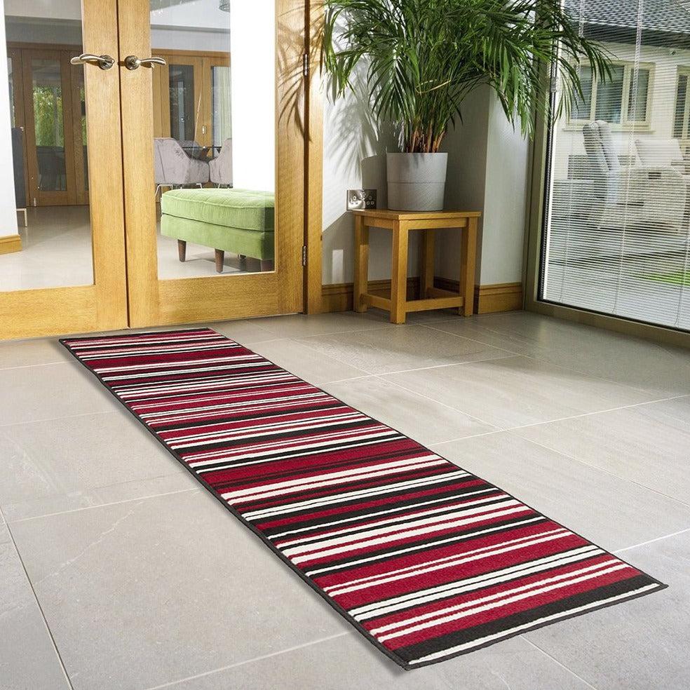 Red Lines Hard Wearing Runner Mat - Texas - Bargainia.com - 