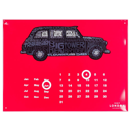 Red London Taxi Metal Calendar - 30 x 41cm only5pounds-com