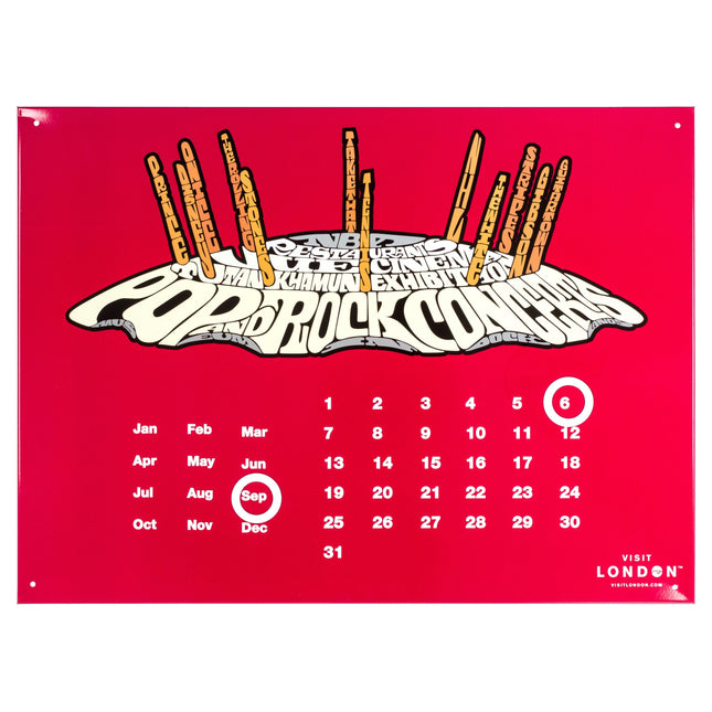 Red O2 Arena Metal Calendar - 30 x 41cm only5pounds-com