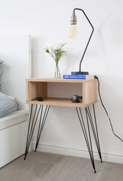 Retro Style Bedside Table With Hairpin Legs - Walnut - Bargainia.com - 5056536101341 - PRI30001182