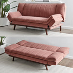 Rose Pink Velvet 3 Seater Sofa Bed - Mondaine - Bargainia.com - 