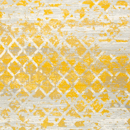 Mustard Contemporary Faded Tiles Design Rug  - Texas - Bargainia.com