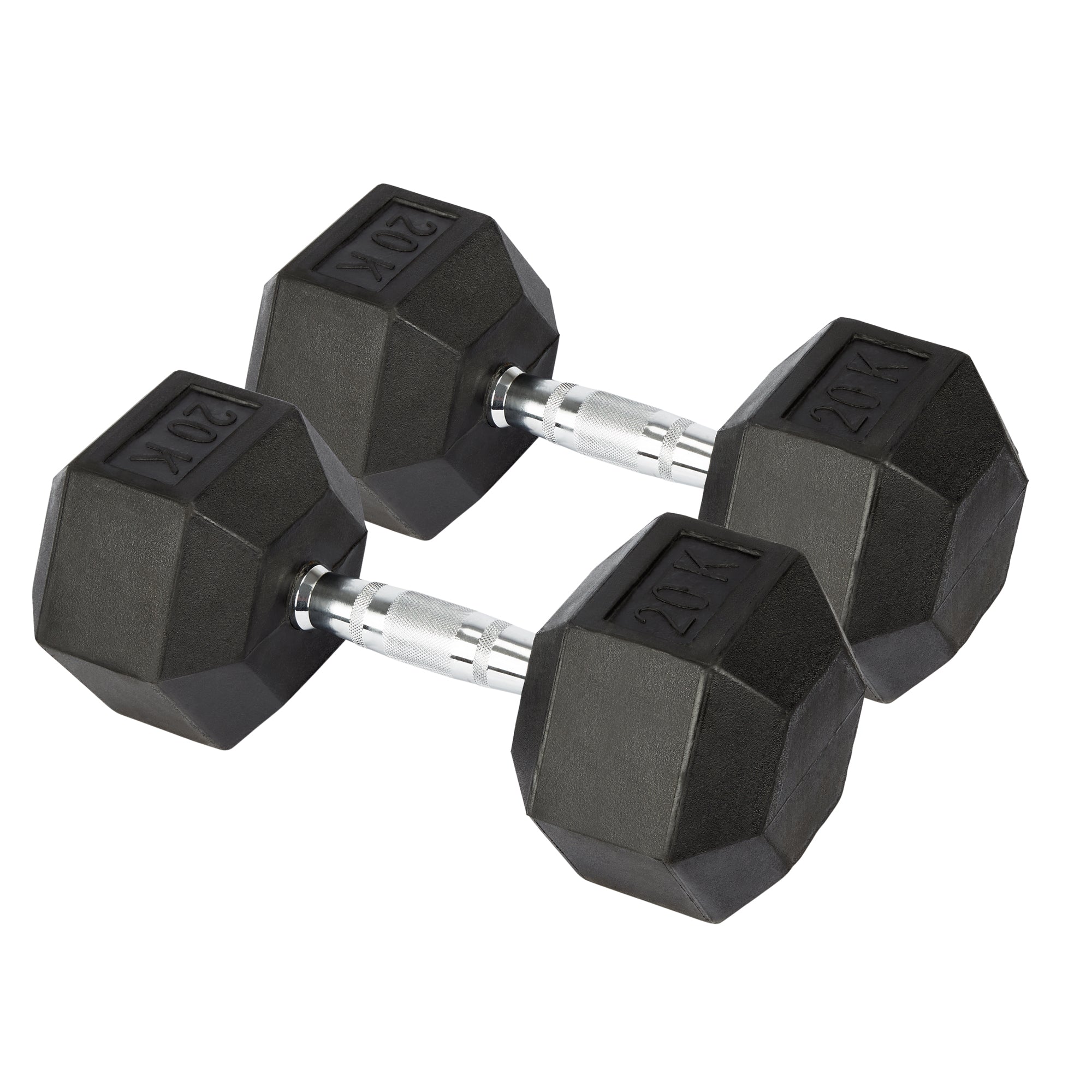 Rubber Hex Dumbbells - 2 x 20kg - Bargainia.com - 