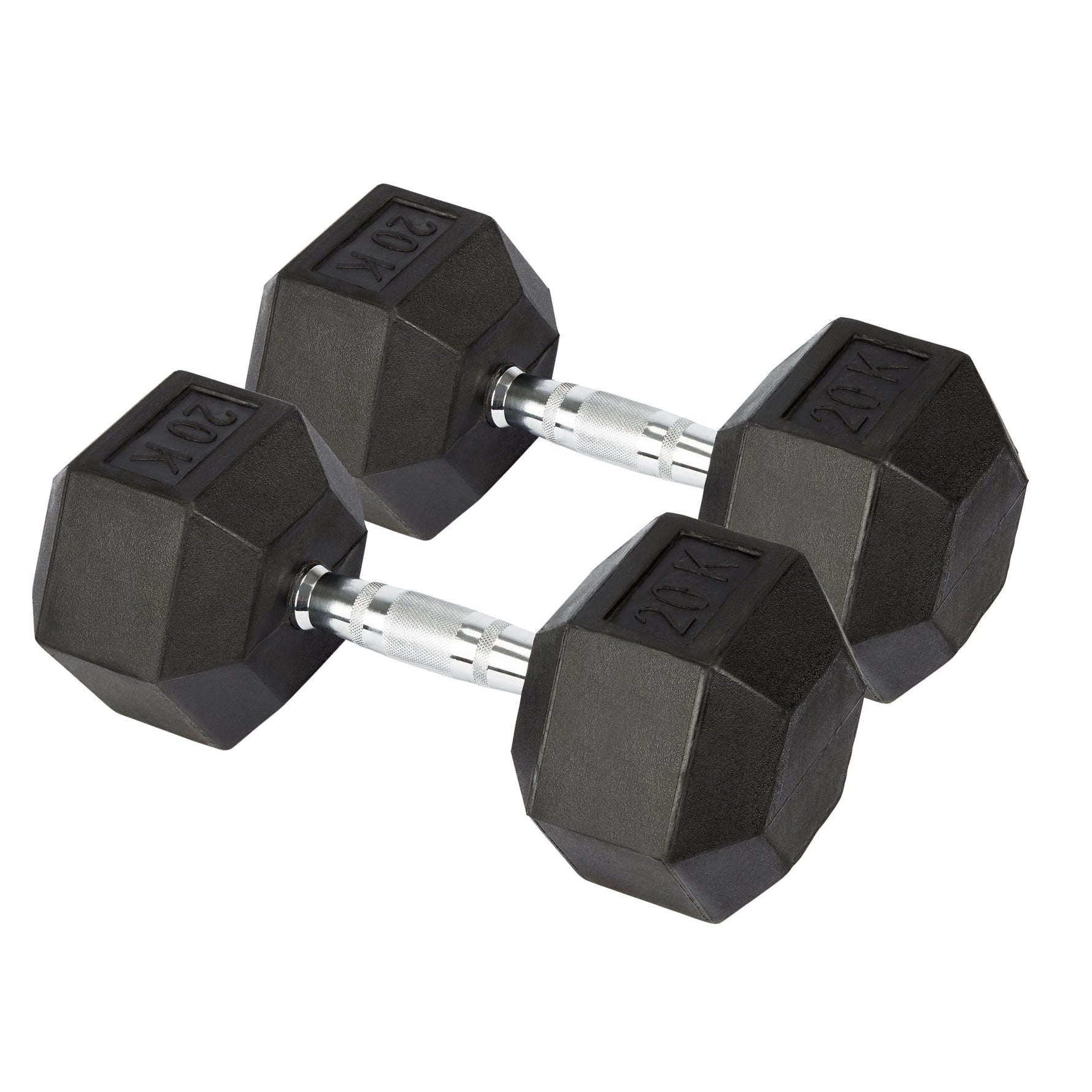 Rubber Hex Dumbbells - 2 x 20kg - Bargainia.com - 