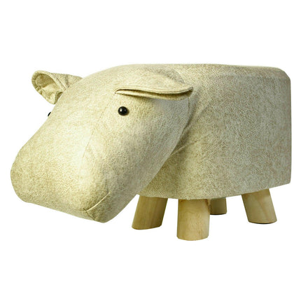 Hippo Pouffe Footstool - Beige-5010792451367-Bargainia.com