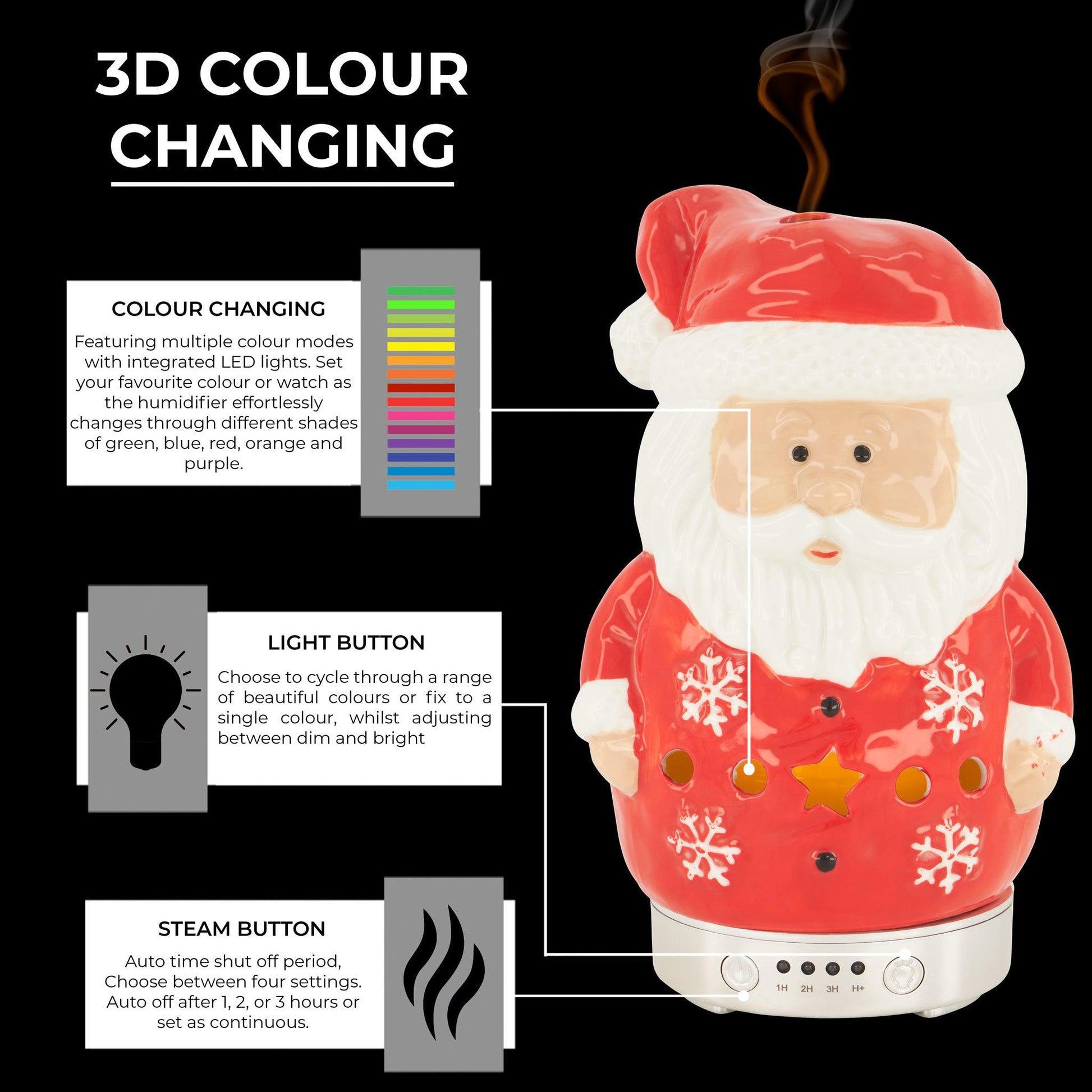 Santa Clause 3D Colour Changing Diffuser Humidifier Humidifiers Clearance